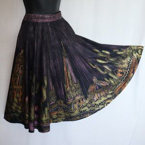 Vintage 50s Mexican Hand-painted Full Circle Skirt